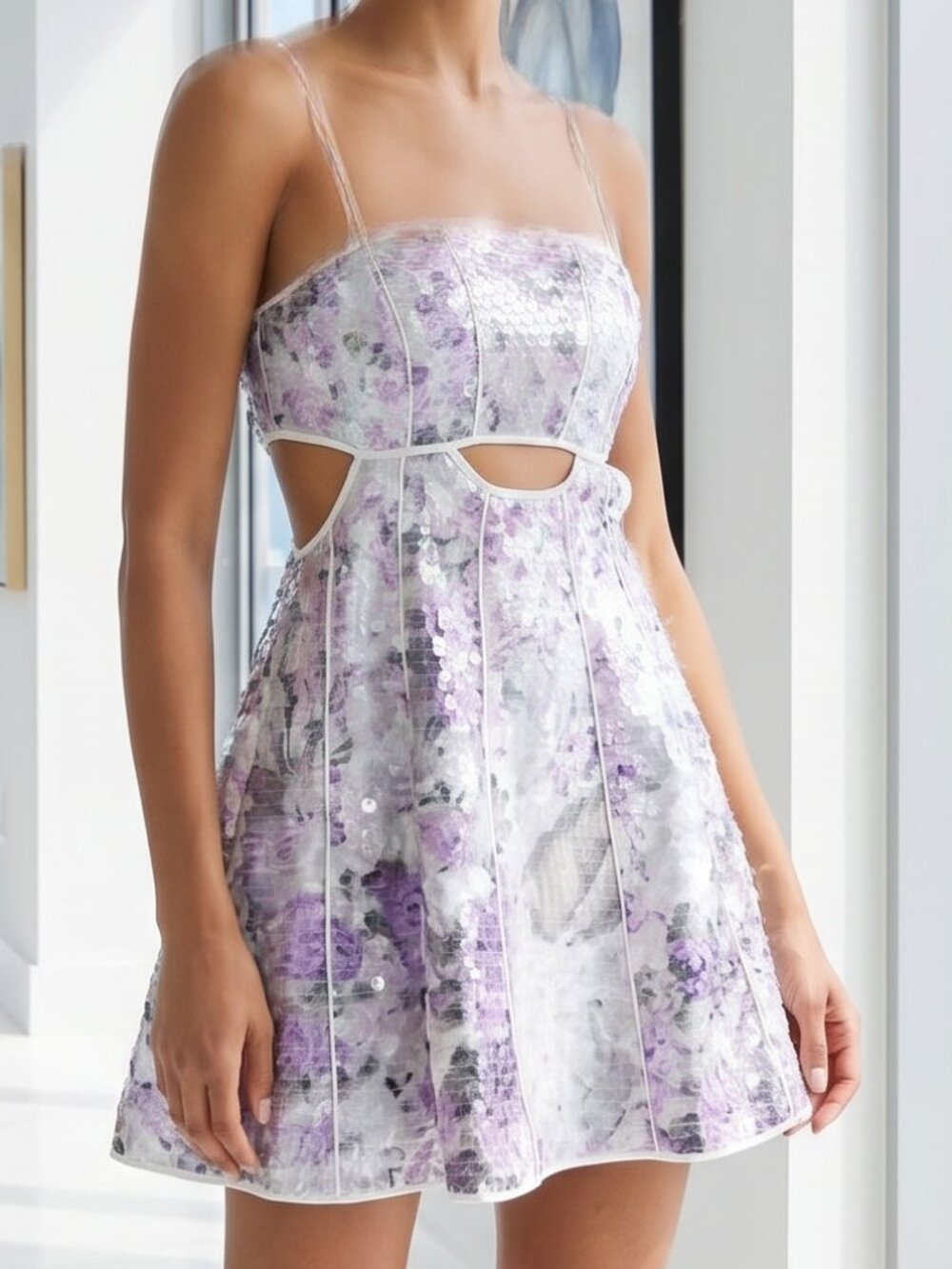 ASOS White and Purple Floral Mini Dress